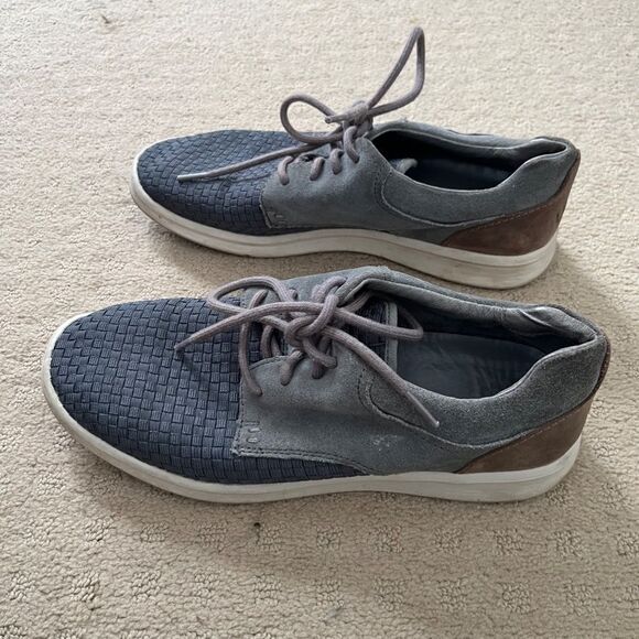 UGG Hepner Grey Suede Leather Woven Trainer Lace Up Shoe‎ Sneaker Mens 8.5 - Picture 9 of 15